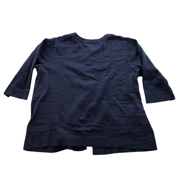 CJ Banks Womens Cardigan Sweater Size 2X Button Up Embellish Navy Blue Retro - Picture 2 of 13